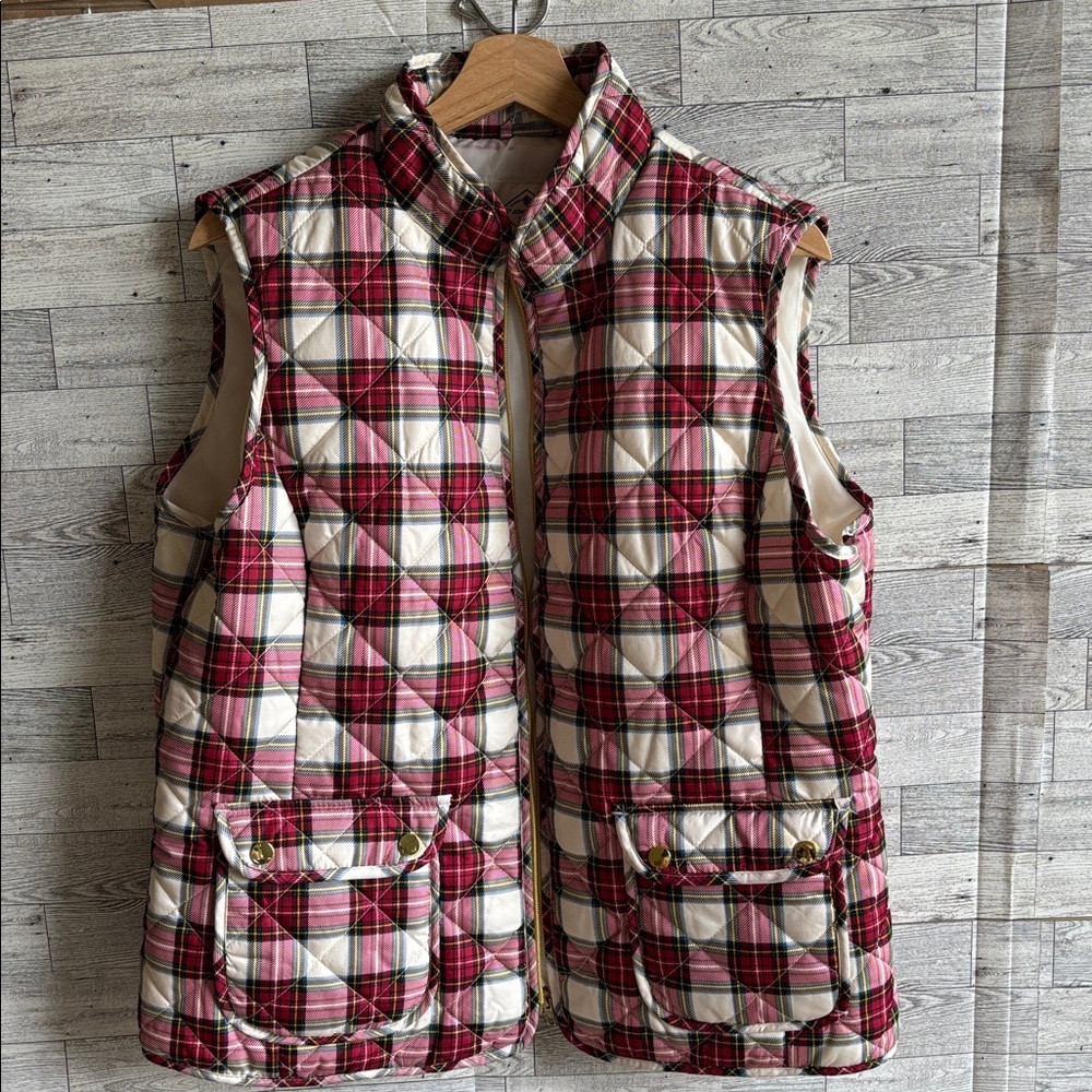 Red‎ Plaid Vest Quilted Puffer St John's Bay women's XXL Outdoor hiking travel